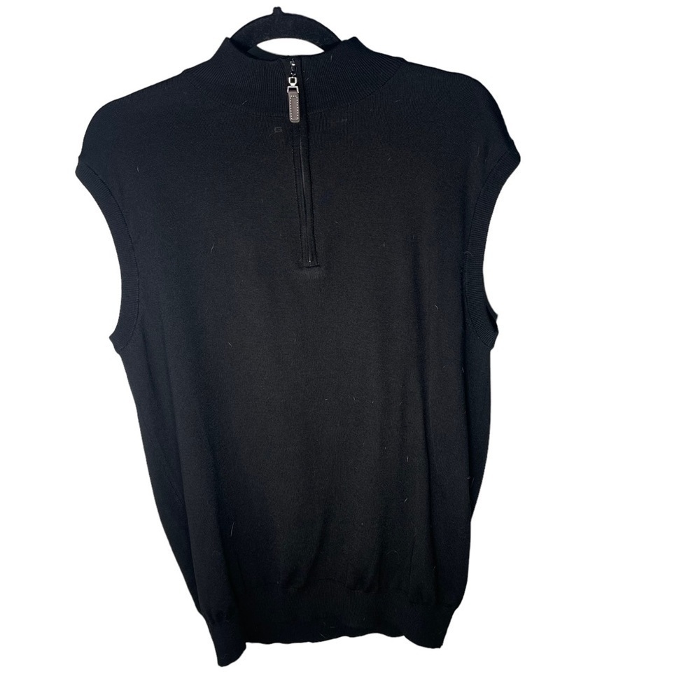 G-Mac By Kartel Mens 1/4 Zip Golf Sweater Vest Wool Black Large